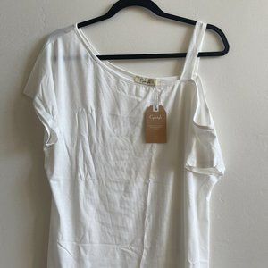 Size Large * Cyanstyle White Off the Shoulder Tee